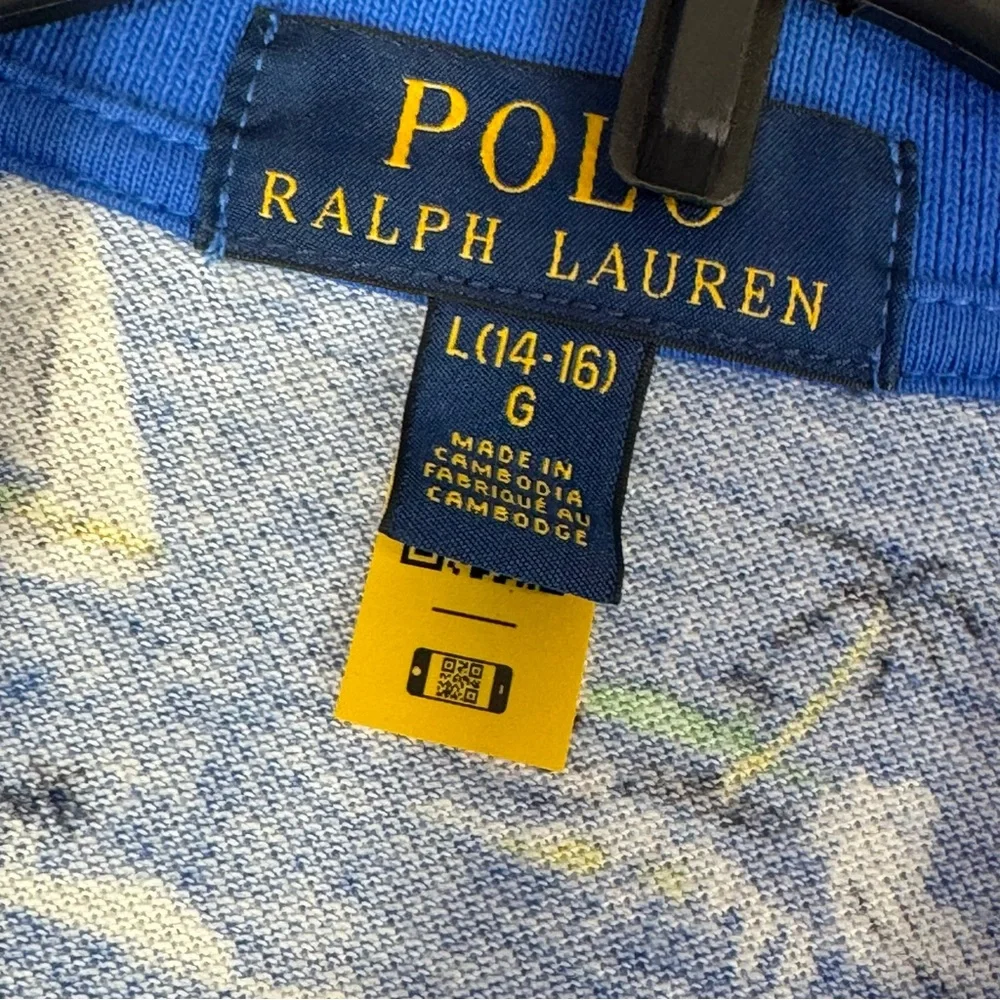 Polo Ralph Lauren Boys‎ L (14-16) Sailboat Blue Mesh Polo Shirt Short Sleeve